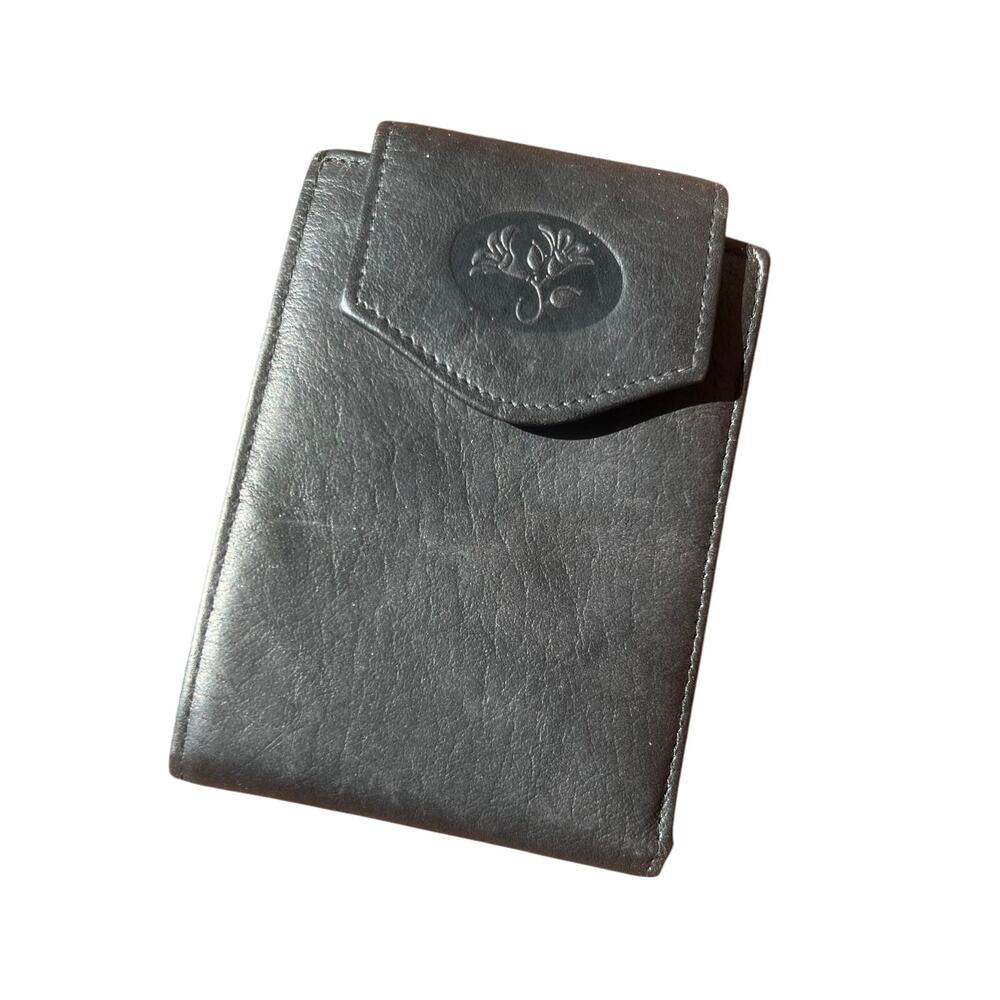 Vintage 90s Buxton Womens Black Leather Bifold Wallet Snap Closure Card Holders